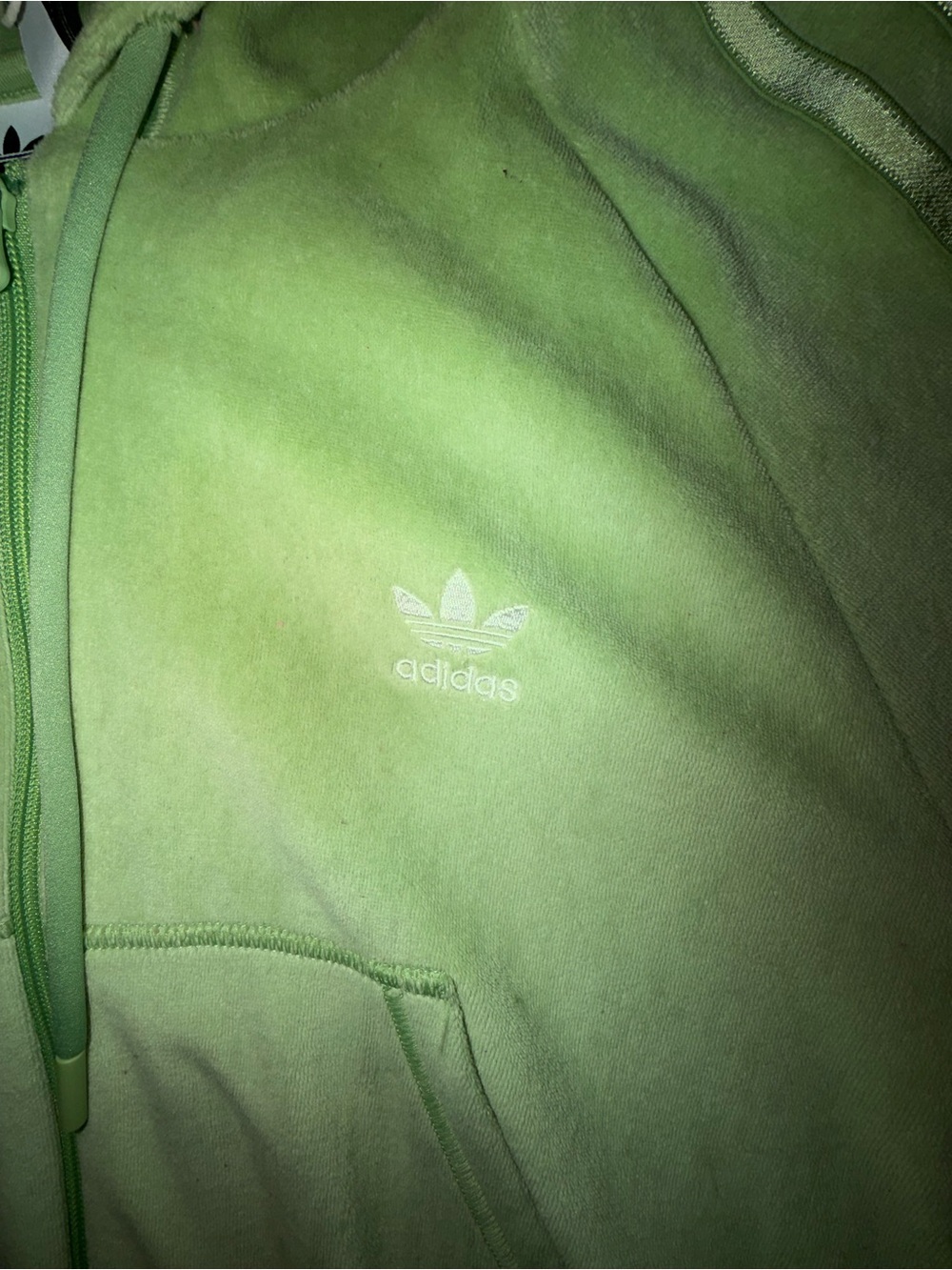 adidas Oman Crop FZ Hoodie & Jogger Set Chalk Green - Picture 15 of 16